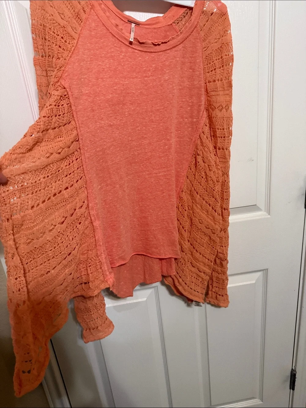 Free People Lightweight Oversized Coral Open-Knit Women's Top